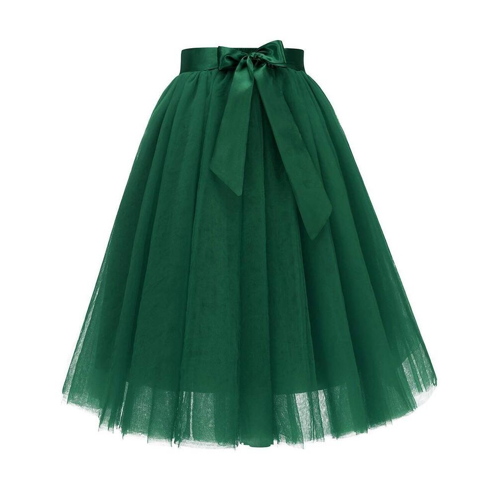 5737 Tulle Tutu Skirt Fluffy Princess Five Layers A line Knee Length
